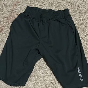 Drawstring green workout shorts